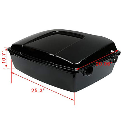 TCMT 10.7" Chopped Trunk Set Fit For Harley Touring 1997-2013 Road King Road Glide Street Glide Electra Glide Pack - color: Chopped Black Lacthes