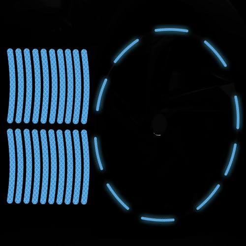 20PCS Car Wheel Reflective Decorative Strip,Night Safety Warning Stickers,Cars,Motorcycles,Bicycles are Applicable, Colorful and Diverse, a Street the Most Beautiful Car (Light Blue) - color: Light Blue