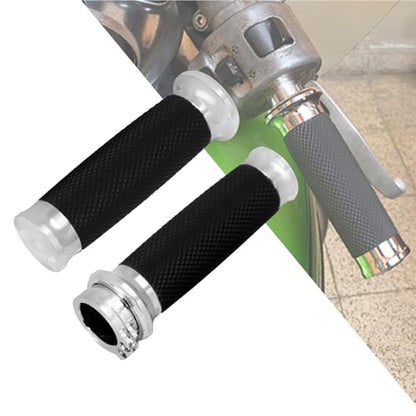 Motorcycle 1" Hand Grips Handlebar Grips Cable Throttle Fit for Harley Touring Street Glide Road King Road Glide Electra Glide Dyna Softail - color: #5 Chrome