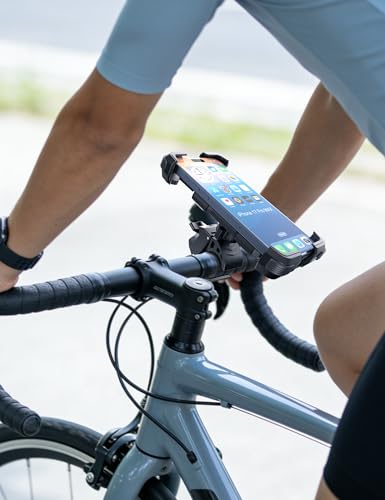 Grefay Bike Phone Holder Mount Motorcycle Phone Holder Handlebar Clamp for Road Bike MTB Scooter with 360 Rotate for iPhone 17/16/15/14/13/12/11 Series Galaxy S9 S10 4.7-7.2 Inch Smartphone