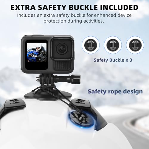 BRDRC Flexible Adhesive Mount for Insta360, 3 Packs Helmet Sticky Mount Kit with Safety Buckle for GoPro, Insta 360 X5 X4 GO 3S Ace Pro 2, for DJI Action 5 Pro 4 3 Accessories