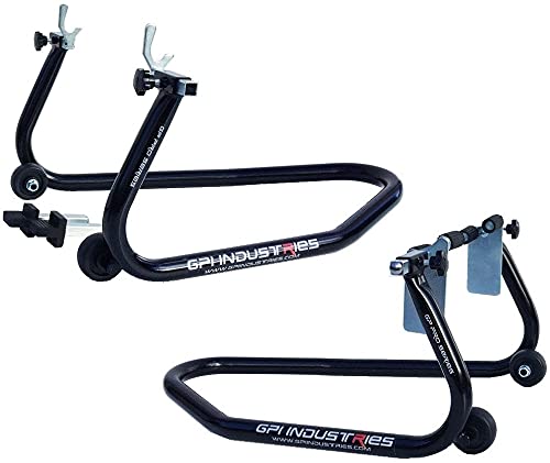 GP Pro Series Universal Front and Rear Motorcycle stands set - For use with Ninja ZX6r 636 ZX10r ZX14r ZX14 CBR 600rr 1000rr GSXR 600 750 1000 Yamaha R1 R6 MT10 MT09 MT07 Hayabusa SV650 SV1000