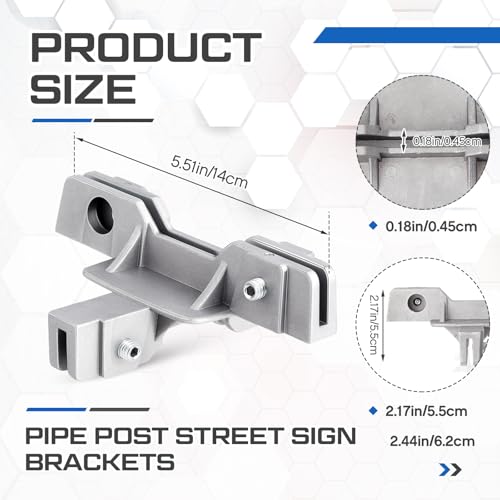 Hicarer 1 Pcs Street Sign 4-Way Cross Piece for Street Name Sign 5 1/2", Flat, No Adjustment, Heavy Duty Mounting Bracket - style: 4-way