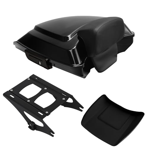TCMT 5.5" Razor Motorcycle Trunk Box Backrest Pad Mounting Rack Fit For Harley 2014-2025 Touring Road King Street Road Electra Glide Pack - color: Black Latches Trunk Set+Black Rack A3, size: Fit For Touring 2014-2023