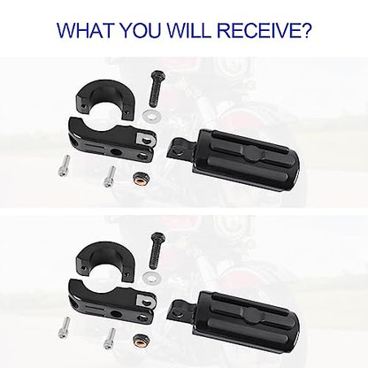1.25” Engine Guard Foot Rest With P-Clamps Mounts Kits Motorcycle Highway Foot Pegs For Harley Touring Road King Street Softail Dyna Sportster Kawasaki Suzuki Yamaha (Black 5) - color: Black Style 4