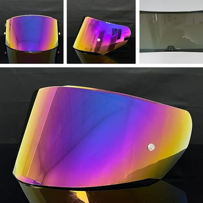 Assault Helmet Visor,Motorcycle Helmet Shield Replacement UV Protection Windshield Compatible With Assault,Stream,Rapid,Storm,FF320,FF328,FF353,FF800(Rainbow) - color: Rainbow