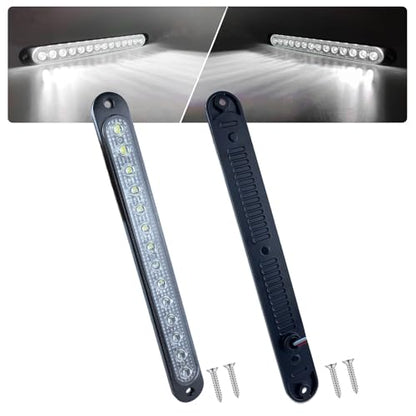 10" White Trailer LED Reverse Lights Bar Strip Truck Bed Backup Lights Rear Running Side Marker for Truck RV Aluminum Alloy Base, 15 LEDs 2Pcs - color: White