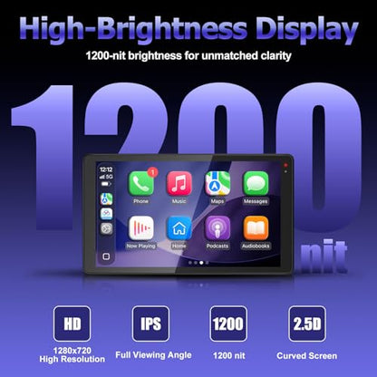 LBW 6.5 Inch Motorcycle CarPlay GPS for BMW, Ultra-Bright CarPlay Screen, 1200 Nits Bright Waterproof HD Touch Screen, Plug&Play Lossless Installation, iOS/Android Native Protocol Support - size: BM 6.5"+Native control+Lossless Installation