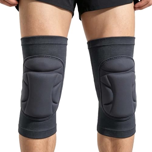 Volleyball Knee Pads for Men & Women Wrestling, Football, Basketball, Anti-Slip Sports Knee Sleeves for Skating - Soft Knee Pad with Thick Foam for Gardening, Cleaning, Flooring Work - Black S/M