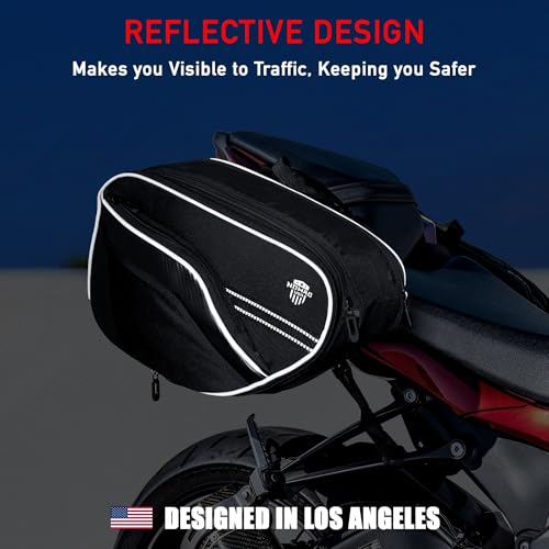 Nomad Motorcycle Saddlebags 24–30L Expandable (15L*2) – Waterproof, Detachable Side Bags for Ninja 400/500, Grom, CBR500R, CB500X, KTM Duke, & All Sport, Dirt & Dual Sport mini motorcycle Bikes