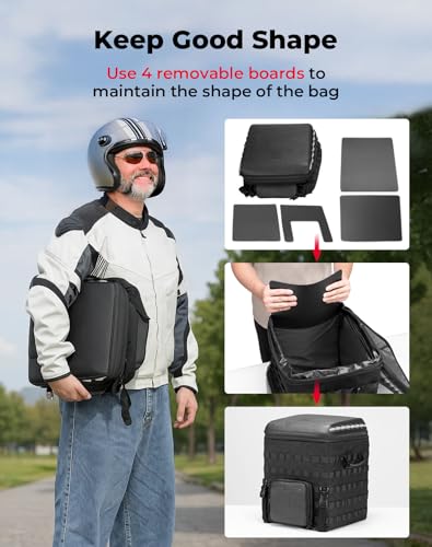 KEMIMOTO Folding Motorcycle Sissy Bar Tail Bag with Quick Access Window Expandable 53-60L Travel Luggage Helmet Bag for Touring Adventure Softail Road King Road Street Glide R 1250 1300 GS Tenere 700