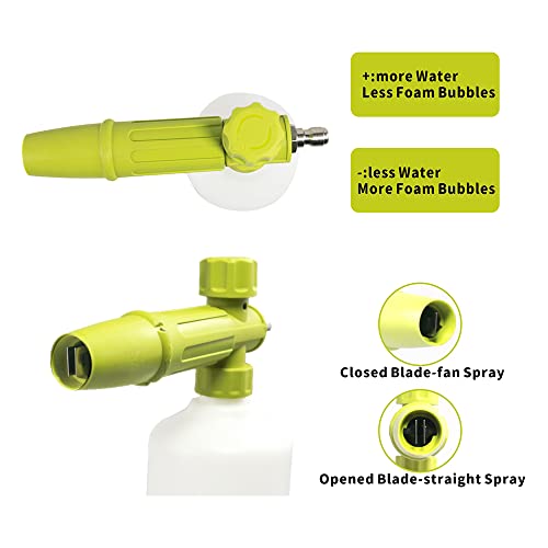 Foam Cannon 1 L Bottle Car Wash Snow Foam Lance with 1/4" Quick Connector Pressure Power Jet Washer Quick Release Adjustable Nozzle with 1 Washing Mitts - color: Foam Gun with Mitt