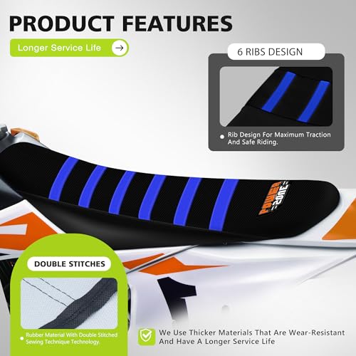 Ribbed Electric Bike Seat Cover Compatible with Tutti Soleil 01 - Non-Slip Waterproof Rubber Seat Cushion Protector (Blue) - color: Blue