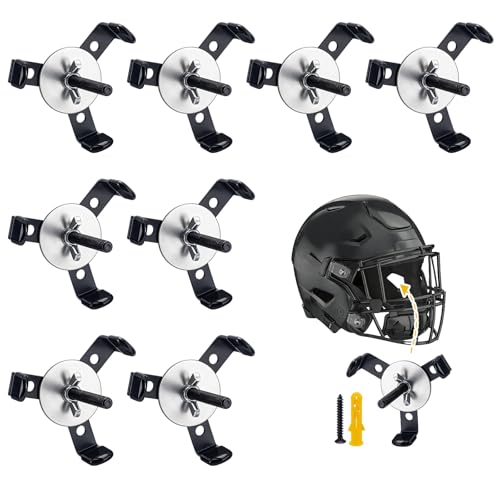 8PCS Hidden Football Helmet Wall Mount Display Floating Football Helmet Shelf Case Stand Heavy Duty Metal Hanger Holder for Full and Mini Helmets