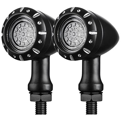 Motorcycle Rear Bullet Turn Signal Light 4 Wires LED Indicator Compatible for Chopper Bobber Harley Softail Iron Cruiser Honda Shadow Suzuki Kawasaki Yamaha (Black) - color: 4 Wire BK