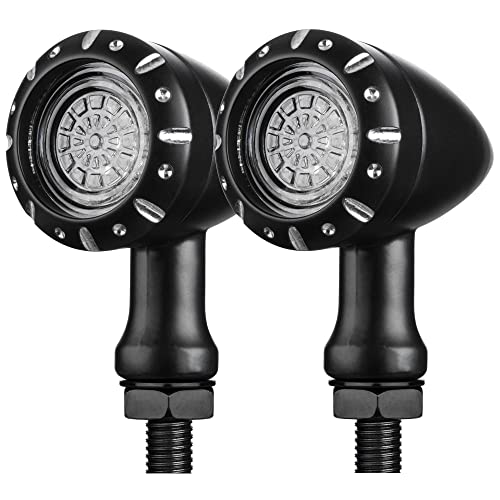 Motorcycle Rear Bullet Turn Signal Light 4 Wires LED Indicator Compatible for Chopper Bobber Harley Softail Iron Cruiser Honda Shadow Suzuki Kawasaki Yamaha (Black) - color: 4 Wire BK