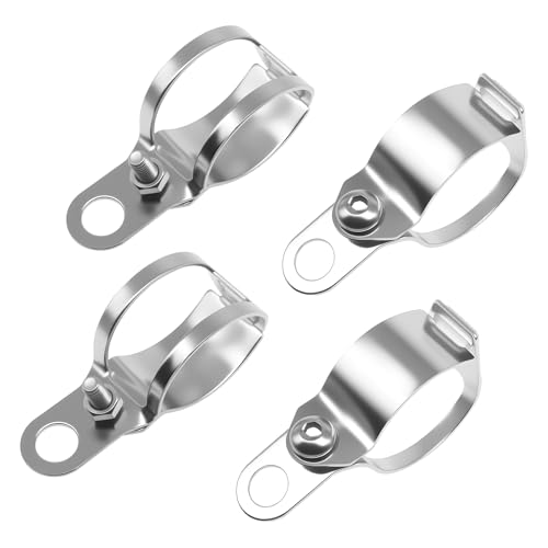 2 Pairs Motorcycle Turn Signal Mount Brackets, Fork Brackets, 30-45mm Metal Fork Relocation Clamp, Motorcycle Turn Indicator Light Bulb Lamp Mounting Clamp for Motorbike ATV Scooter (Silver) - color: Silver