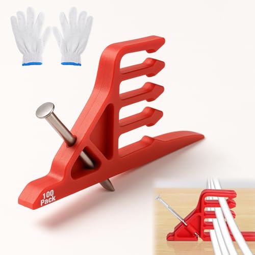 Multi CableStaples Compatible with Romex Clips, Cable Clip Stackers 100 Pack Red with Steel Nails, Electrical Wire stackers, Insulated Cord Staples Multi Cable Wire Clips for Suitable Most Cables - color: Red-Without Locking Clip