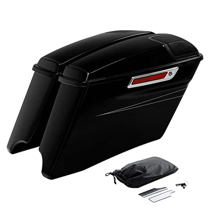 HR3 Vivid Black (Pinstripe) 4" Stretched Hard Saddlebags w/Speaker Lids Compatible with 2015-2016 Road Glide Special FLTRXS Street Glide Special FLHXS (Replace for OEM) - color: Vivid Black (Pinstripe)