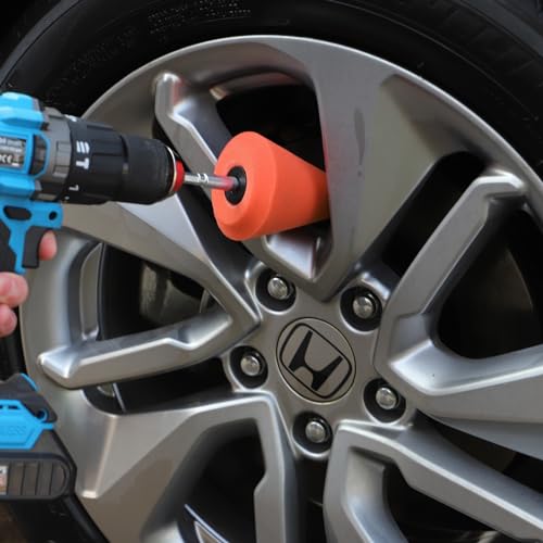 Polishing Cone ZFE 9 PCS Sponge Buffing for Automotive Car Wheel Hub Care, Metal Polish Buffing Polishing Ball for Aluminum and Stainless Steel