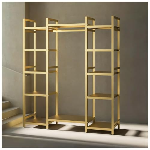 Motorcycle Helmet Holder Floor Mounted Stand, Helmet Rack for Most of Helmet, Riding Gear Display Rack, Storage Rack for Accessories, Jacket, Gloves and Boots(Gold,145x40x170cm) - color: Gold, size: 145x40x170cm