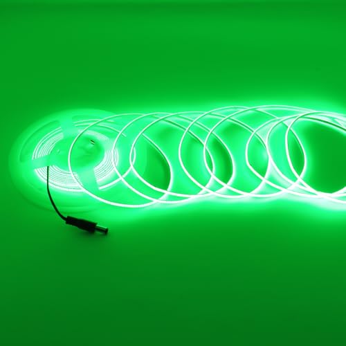COB LED Strip Light, Ultra-Thin 12V 3mm16.4ft Ultra High Density Tape Light, 480LED/m, CRI 90+, Flexible Cuttable LED Lighting for Home Indoor Decor (Without Power Supply) - color: Green