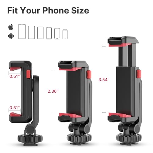 ULANZI ST-06S Phone Tripod Mount, Universal Smartphone Mount Adapter with 2 Cold Shoe, 360° Rotates Adjustable Cell Phone Clip Clamp Holder, Compatible with iPhone 17/16/15, Samsung Galaxy Cell Phones