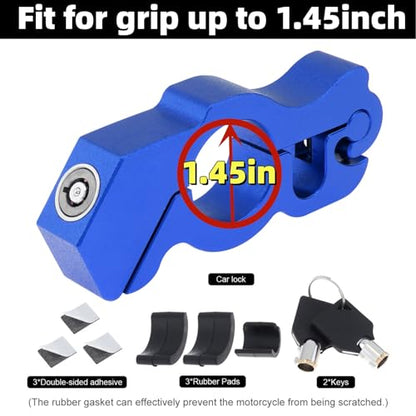 Windance Motorcycle Anti Theft Lock,Heavy Duty Front Brake Lock,Throttle Grip Clutch Brake Lever Handlebar Protection (Blue, L) - color: Blue