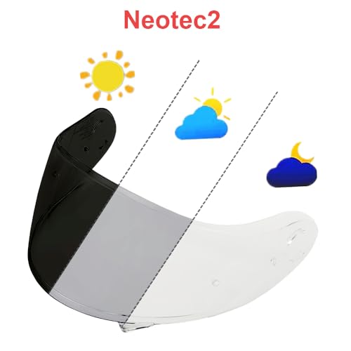 Neotec 2 Helmet Visor Replacement.CNS-3 Motorcycle Helmet Shield UV Protection Compatible with Neotec 2 (Photochromic Clear/Deep Black) - color: Photochromic Clear/Deep Black