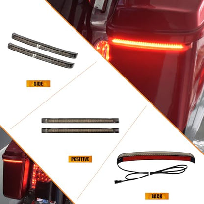 Motorcycle LED Saddlebag Tail Light Running Brake Sequential Turn Signal Lamp Fit for Harley Touring Street Gilde Road King Road Gilde Electra Glide Ultra Limited 2014-2023 Smoked Lens - color: Smoked Lens