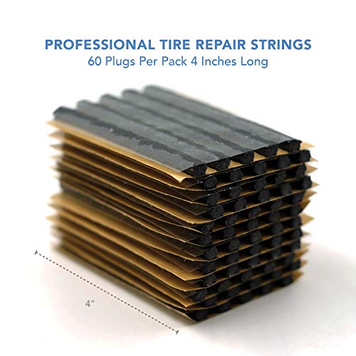 CKAuto 60pcs 4" Black Tire Repair Strings, Automotive Tool Tire Repair Plugs for Tubeless Off-Road Tires Car, Bike, ATV, UTV, Wheelbarrow, Mower (Pack of 2) - color: Black, size: 4" x φ0.236" 60pcs (Pack of 2)