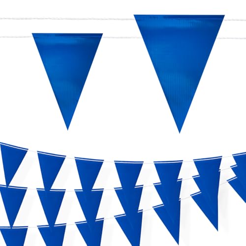 105FT Safety Warning Pennant Banner Flags – Multipurpose High Visibility Triangle Flags for outside fence, Roadwork, Party and Hazard Areas(DARK BLUE,45pcs,105FT) - color: Dark Blue, size: 45pcs,105FT