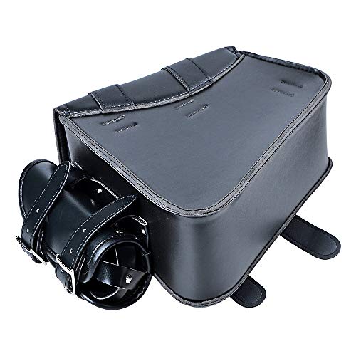 1 Pair PU Leather Solo Saddlebag Swing Arm Left Right Side Pannier Storage Compatible with Harley Sportster XL883 XL1200 (Black) - size: Left & Right with Side Storage