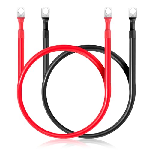 8 AWG Battery Cable 2 Pcs, 20 Inch Battery Cables with M8 Ring Terminals, Marine Batterys Cables Pure Copper, Batterys Ground Cable for Motorcycle, Car, Truck, Rv, Boat - size: M8/20INCH/8AWG