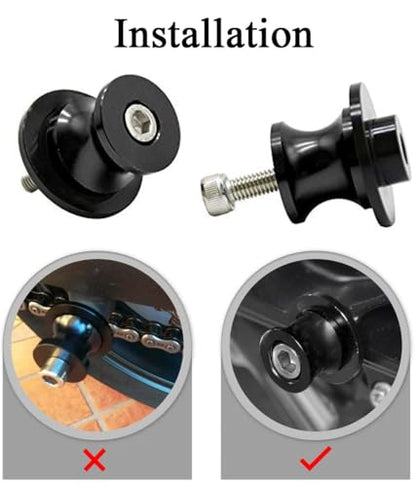 FREAXLL 10MM M10x1.25 Swingarm Spools Sliders Stand Universal Black for Ninja 250 400 650R Z750 Z1000SX CFMOTO 450NK 450SS 450SR 450MT 800MT DUKE 125 390 RC125 RC390 - color: Aluminum black