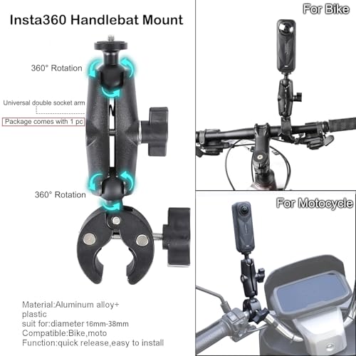 PellKing Motorcycle Handlebar Mount Car Mangetic Accessories Kit for Insta360 X5/X4/X3,88mm Magnetic Mount with 360 Degree Rotation,Ball Head Clamp Handlebar Clamp for Insta360 X5 and GoPro 13/12/11