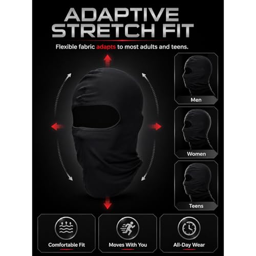 9 Pack Ski Mask for Men Balaclava Full Face Mask Breathable Winter Windproof Hood for Motorcycle Snowboard - color: Black, style: Balaclava