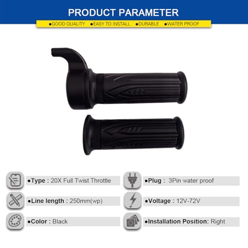 Universal E-Bike Twist Throttle Grip - 22.2mm Waterproof Handlebar Speed Controller for Electric Bicycle, Scooter, Motorcycle (12V-72V Compatible)