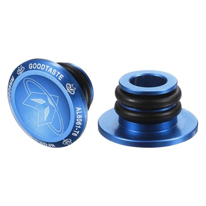 HARFINGTON Bar End Plugs Aluminum Handlebar End Caps Bike Plugs 0.57oz with Matching Rings for MTB Road BMX Fixed Gear Bike, Blue - color: Blue