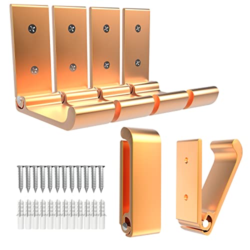 6Pcs 3'' Folding Coat Hooks Gold Foldable Hooks Aluminum Alloy Wall Hooks Headphones Holder Wall Mounted with 12pcs Screws Set for Hanging Coats, Bags, Hat, Towel, Keys - color: Gold