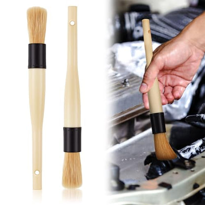 Patelai 2 Pack of Parts Cleaning Brush Home and Auto Use Parts Cleaner for Cleaning Auto Engine, Small Motors, Car Detailing, Wheels, Boats, Air Vents, Machinery (Beige)