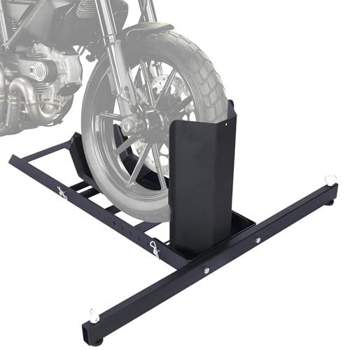 Motorcycle Wheel Chock - 1800 Lbs Capacity Heavy Duty Motorcycle Front Wheel Chock Motorcycle Front Tire Chock Stand with 6 Adjustable Holes for 15"-22" Wheels Motorcycle Stand/Wheel Chock, Black - color: Black, size: 1800 LBS