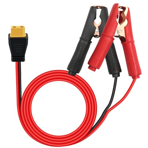 Battery Alligator Clips Clamp to XT60 Extension Cord 14AWG 12V 24V XT60 Female to Alligator Clips 20A for Lawn Mowers, Motorcycles and Boat, Car Battery Charging Or Other Equipment (1m) - size: 1m