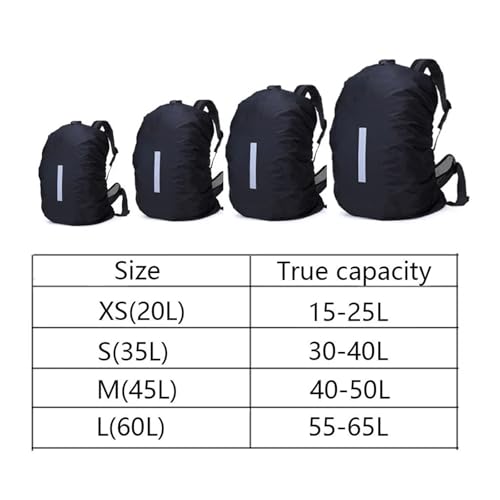 Backpack Rain Cover Outdoor Reflective Waterproof Backpack Rain Cover Night Bike Safety Light Raincover Bag Hiking Mountaineering Dust - color: Black 35L