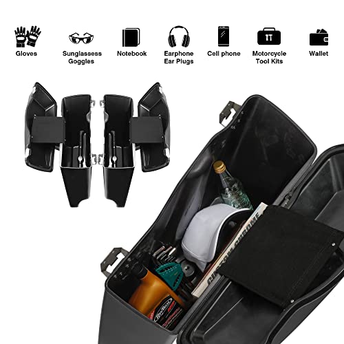 SLMOTO Saddle Bags, Motorcycle Saddlebags Bag Fender, Gloss Black 5" Stretched Saddlebags Rear Fender Fit For Harley Touring Road King 09-13 - color: Saddlebags + Red Fender Lens