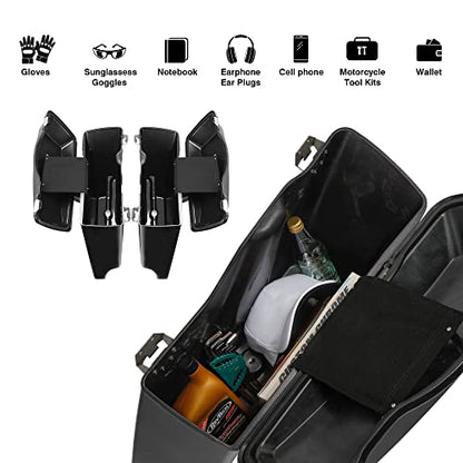 SLMOTO Saddle Bags, Motorcycle Saddlebags Bag Fender, Gloss Black 5" Stretched Saddlebags Rear Fender Fit For Harley Touring Road King 09-13 - color: Saddlebags + Red Fender Lens