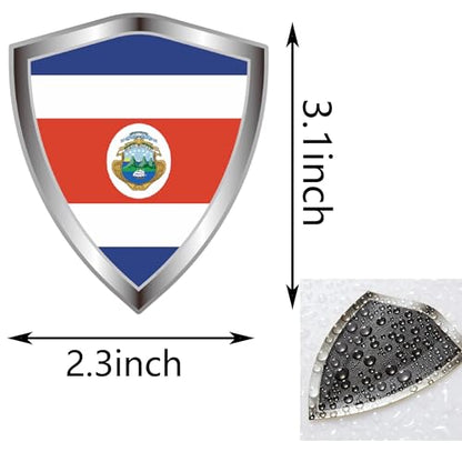 Costa Rica Flag Decal Sticker - Costa Rican Flags Shield Shape Reflective Vinyl Car Stickers - for Car Window Bumper Laptop Waterproof Sticker (5Pcs) - color: Costa Rica