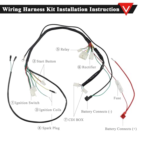 PRO BAT Complete Electrics Wiring Harness D8EA Spark Plug CDI Ignition Coil Kits for 150cc 200cc 250cc Chinese Dirt Bike Zongshen Loncin - style: Black Ignition Coil+Black Rectifier