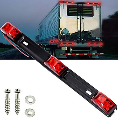 NEW SUN® Stainless Steel 15" 3 Lights 9 LED Identification Light Bar, 2 Pcs Clearance Red Waterproof, High Bright, Surface Mount Sealed ID Indicator for Trucks, Trailers, Camper, RVs, Tractors,Buses - color: 2 Pcs Red