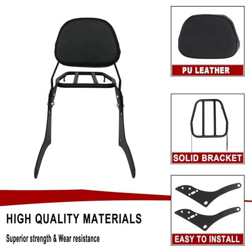 Worldmotop Motorcycle Sissy Bar Backrest Rear Passenger Seat for Honda CMX 500 Rebel CMX 300 CMX500 2017-2022 Detachable Backrest Pad (A)